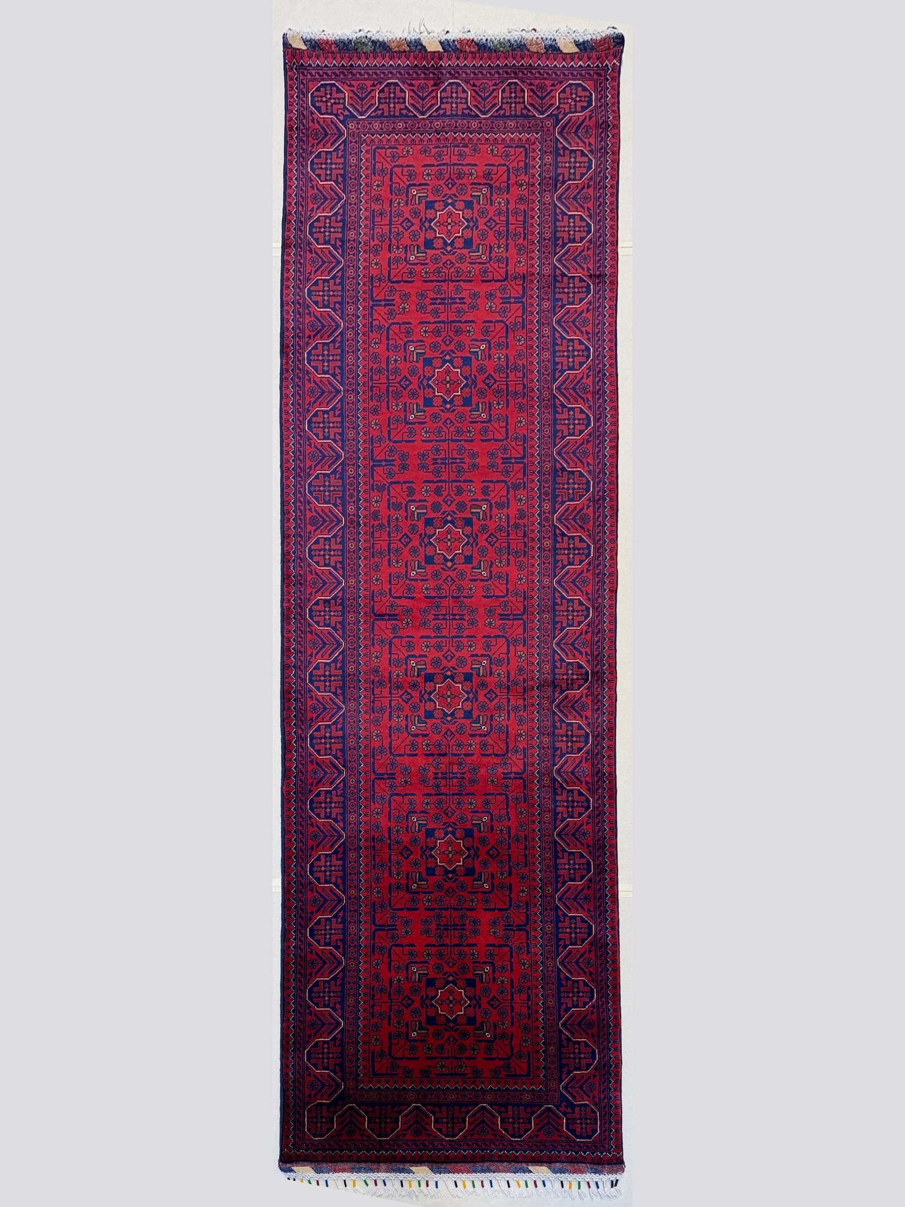 Red Khamyab Hand-Knotted Wool Runner